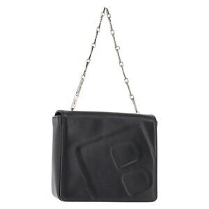 Authentic BALLY Chain Shoulder Bag Leather Black